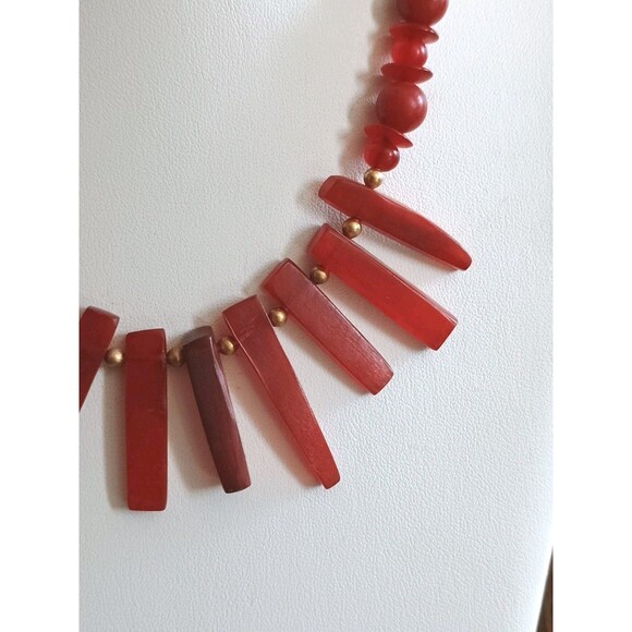Karla Jordan Red Spike Gold Tone Beaded Vintage Necklace - Picture 2 of 6